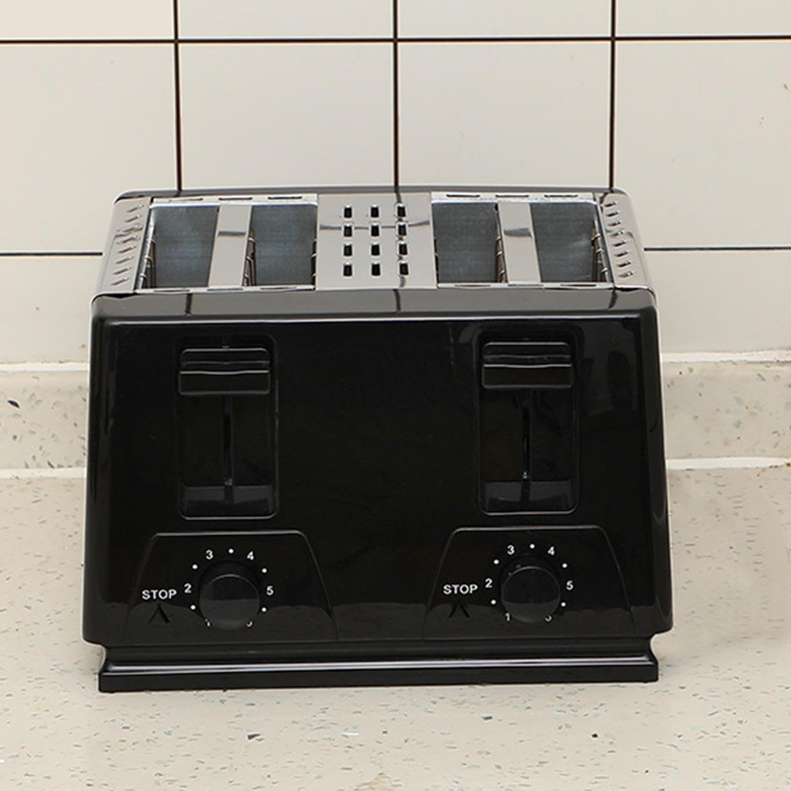 de Pan de 4 Ranuras Anchas Horno Tostador Tostador Inoxidable Sandwichera con 6 Niveles Ajustables y Fácil Limpieza Adecuada para Hogar y