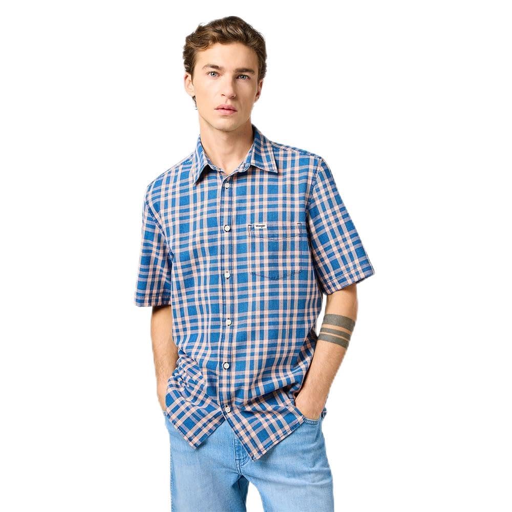 Wrangler SS 1 PKT Shirt, Flamingo Indigo, L