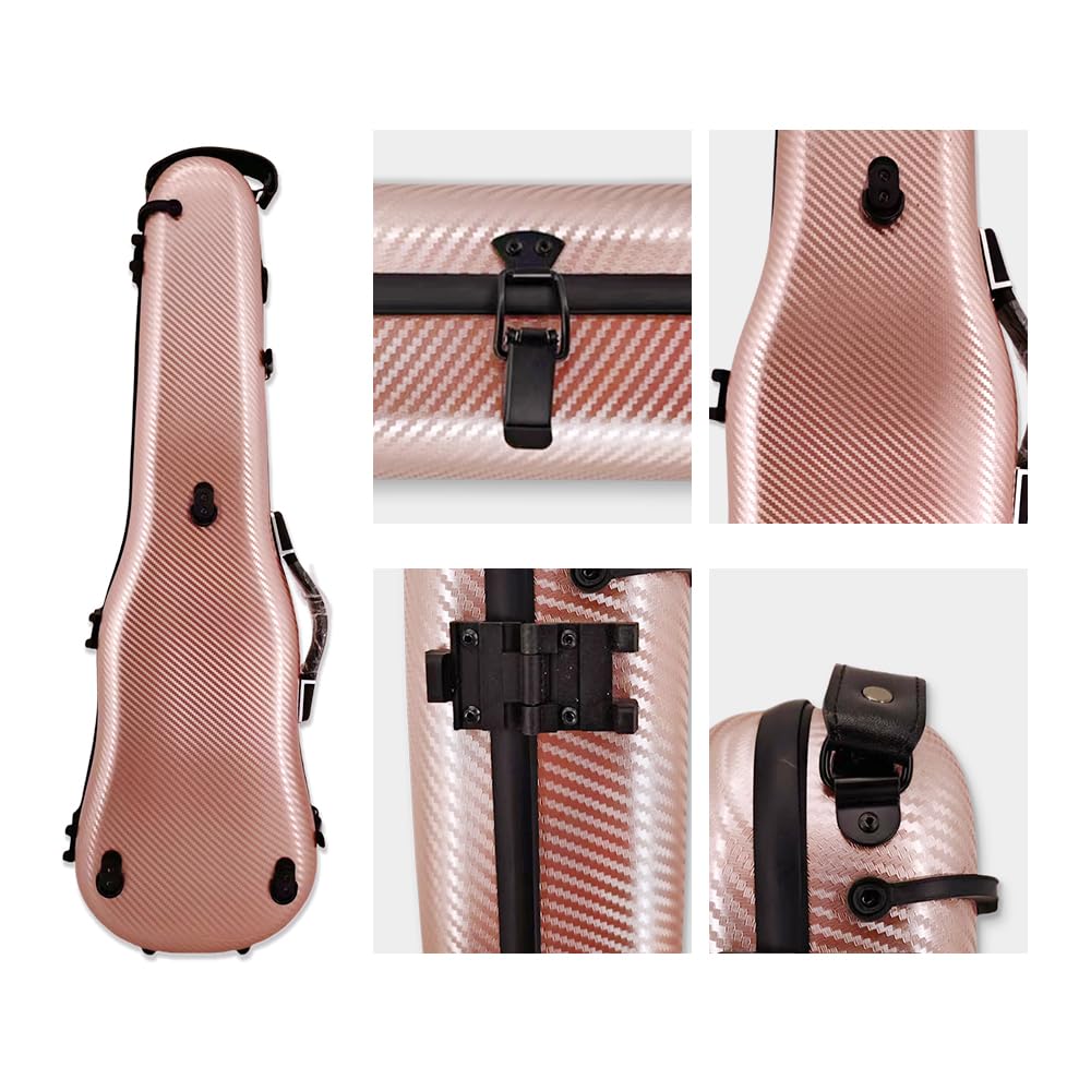 yinfente Estuche para violín 4/4 de tamaño Completo, Funda de violín de Fibra de Carbono Fuerte