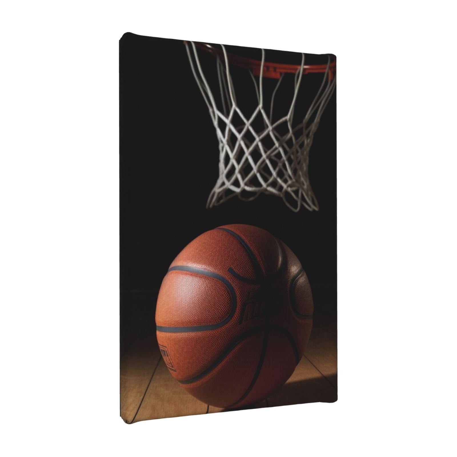 YKLJG Basketball Printed Wall Art Canvas Painting 20x30 CM Wooden Framed Picture Painting Artwork Prints for Bedroom Kitchen Home Office Decor