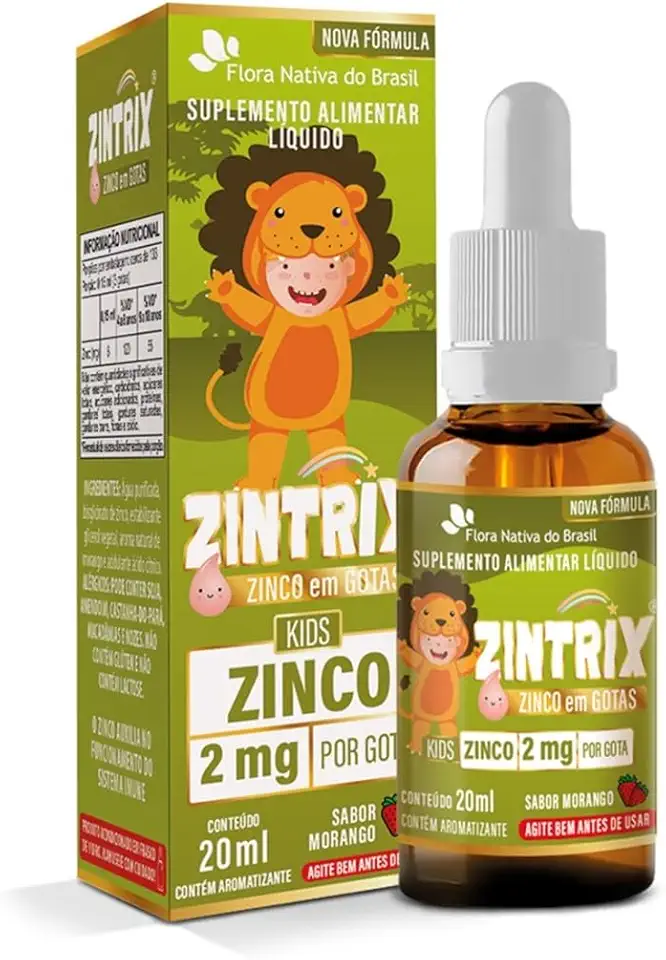 Zintrix Zinco em Gotas 20ml Sabor Morango Kids Flora Nativa