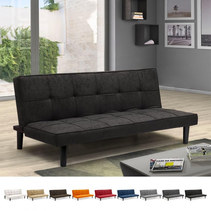 Produce Shop Canapé Convertible 2 Places en Tissu clic-clac pour Chambre et Bureau Giada - Noir