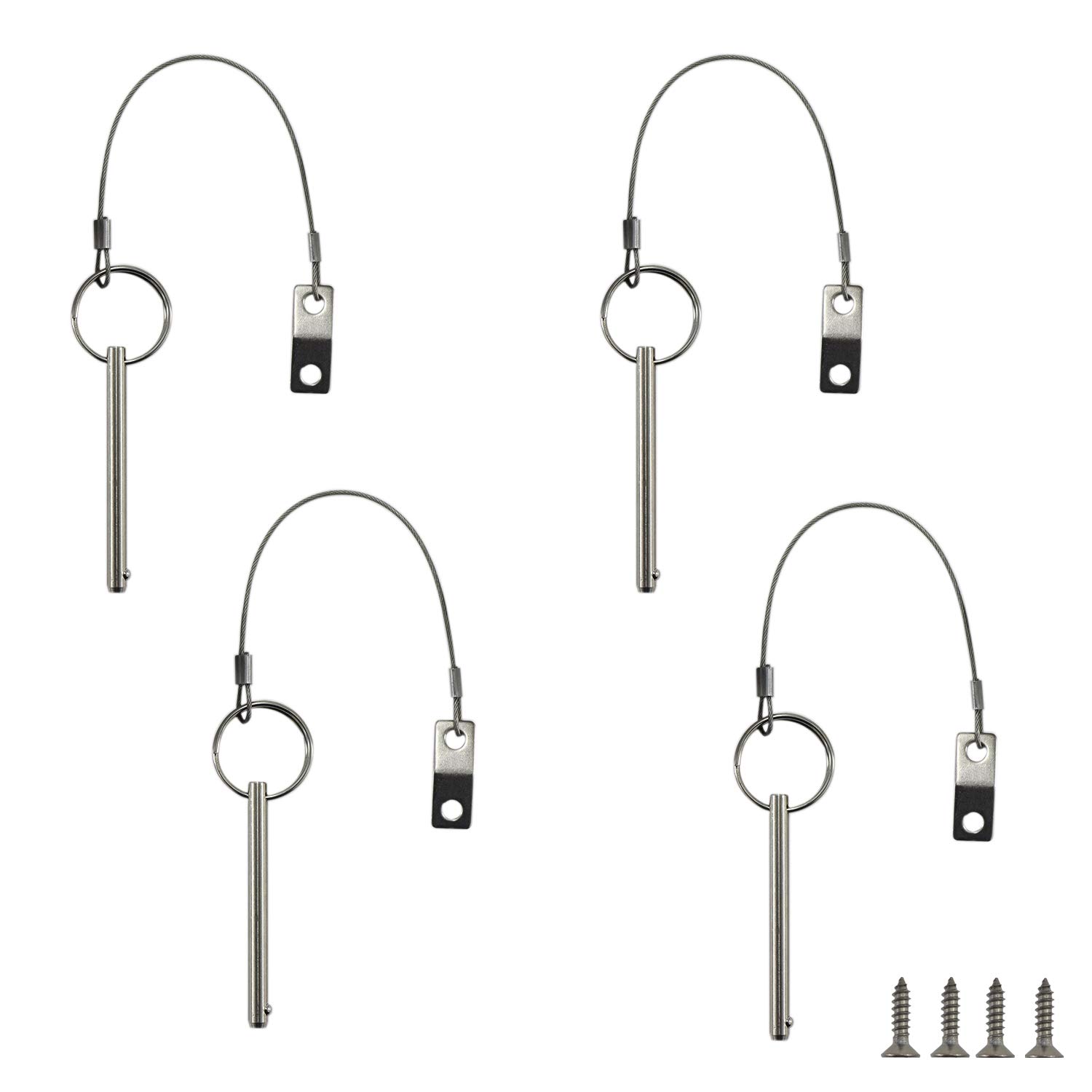 Quick Release Pin, Diameter 1/4"(6.3mm), Total Length 3"(76mm), Effective Length 2.4"(61mm), Full 316 Stainless Steel, Bimini Top Pin, Marine Hardware 4 Pack
