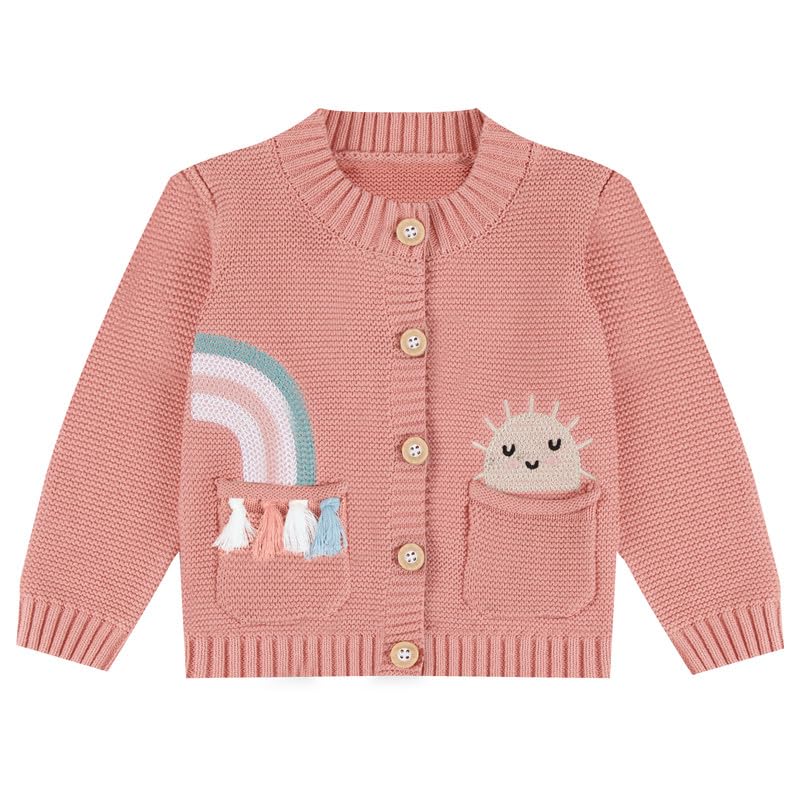 Baby Cardigan 100% Cotton Toddler Outwear Embroidery Rainbow Sun Warm Sweater Long Sleeve Knit Coats Boy Girl Clothes