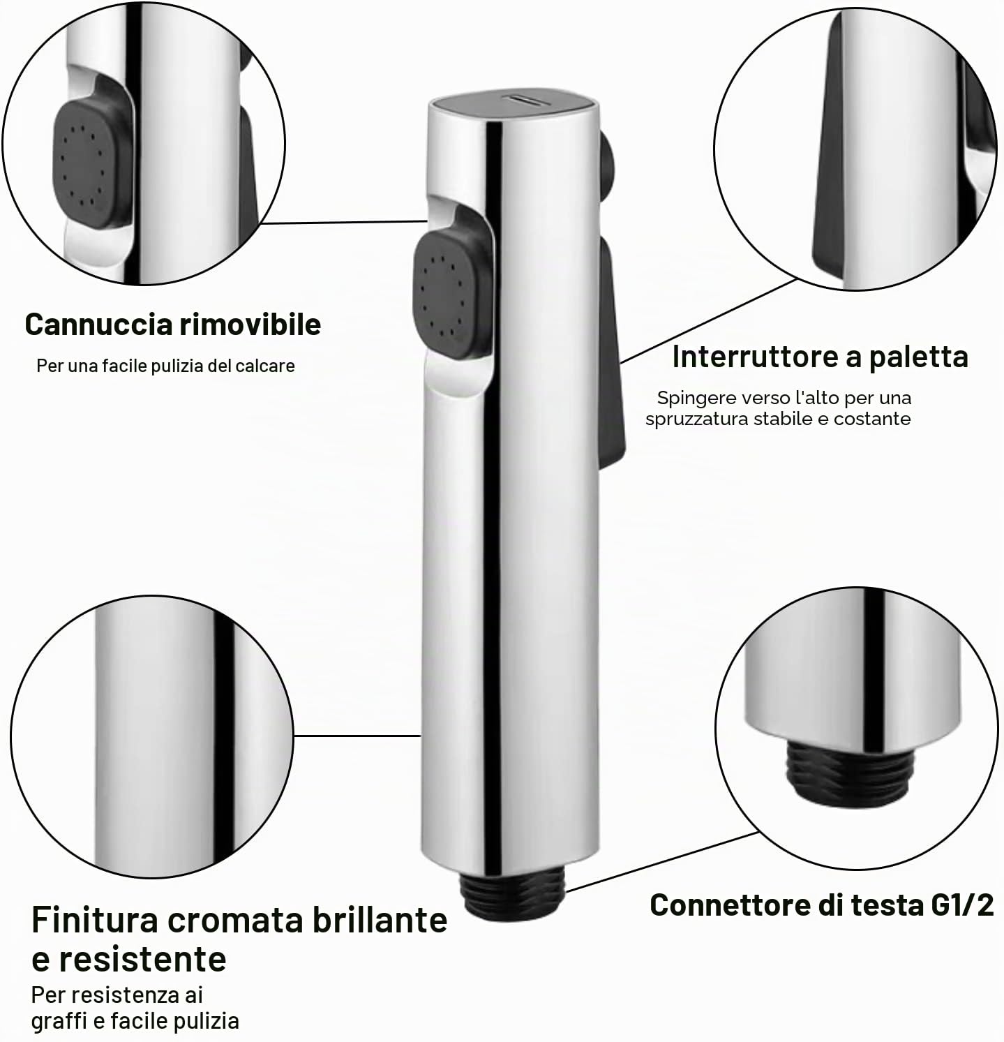 Bidet Portatile Kit Doccetta ABS Spruzzatore Bidet WC Doppia Modalità con Deviatore Doccia 2 Vie Tubo Flessibile 150 cm