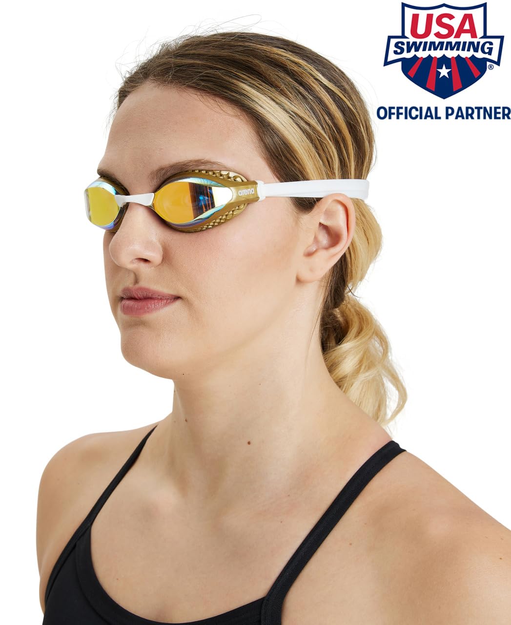 arena Airspeed Mirror Occhialini Nuoto da Gara Anti-Appannamento Unisex Adulto, Occhialini Piscina con Ampie Lenti, Protezione UV, 3 Ponti Nasali Intercambiabili, Guarnizioni Air Seals