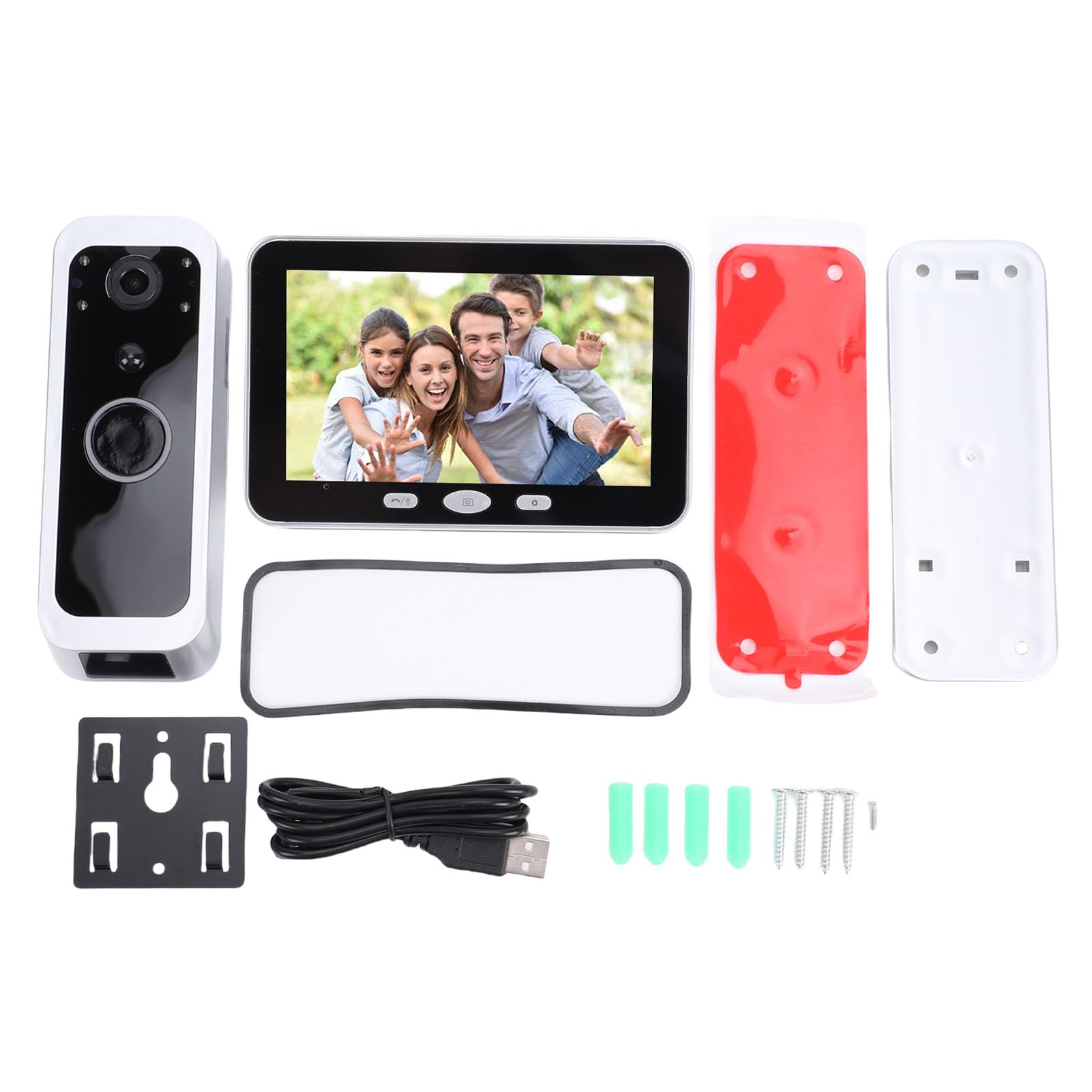 Walfront Caméra de Sonnette Vidéo WiFi, 5 Pouces 1080P 150 Degrés