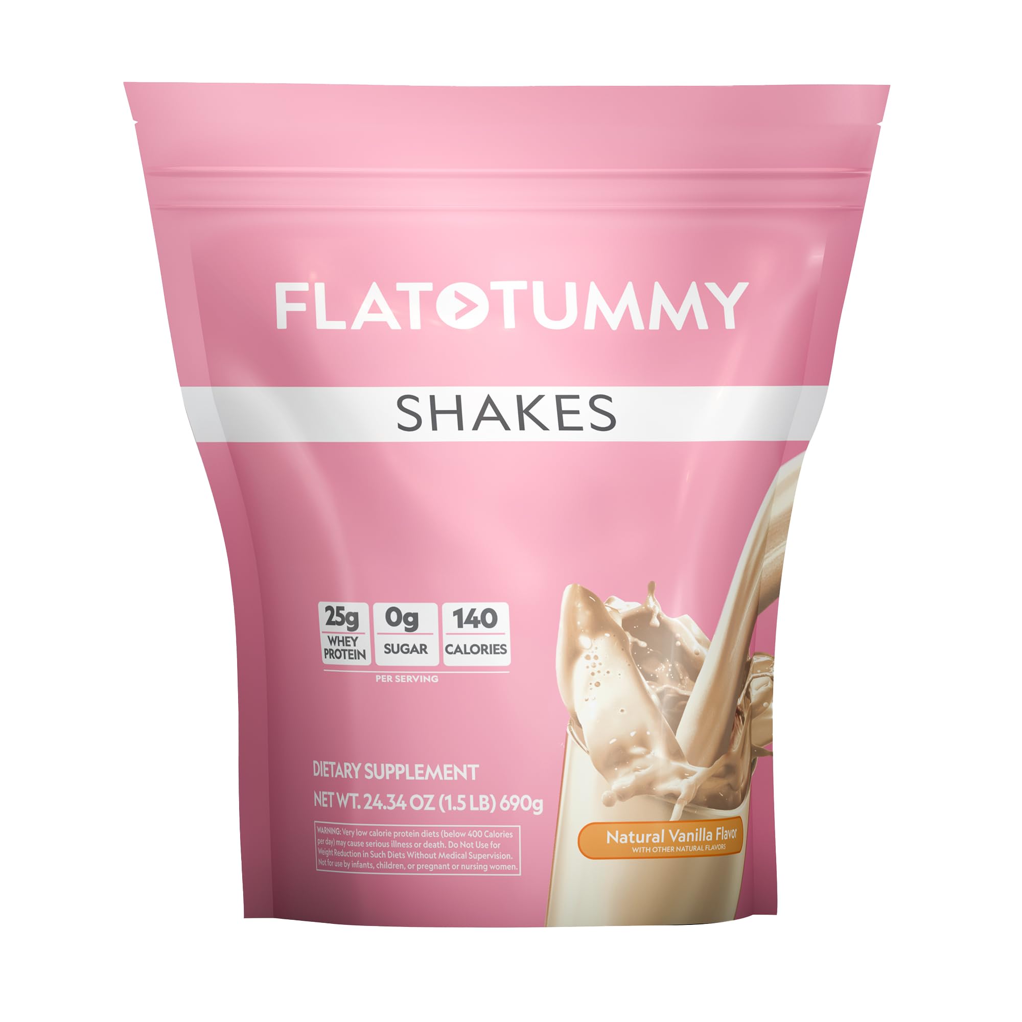 Flat TummyMeal Replacement Shake – Vanilla, 20 Servings - Plant Based Protein Powder for Women – Vitamins & Minerals - Keto-Friendly Shakes for Weight Management 1.76 Pound (Pack of 1)