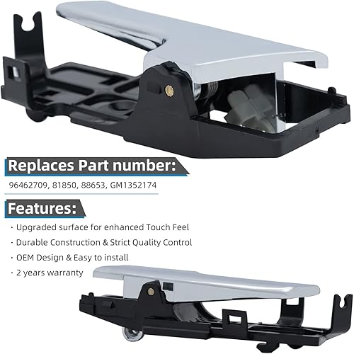 Miniatura 4 de DEAL AUTO ELECTRIC PARTS Manija de puerta interior cromada para el lado izquierdo del conductor (delantera o trasera) compatible con 07-11 Aveo