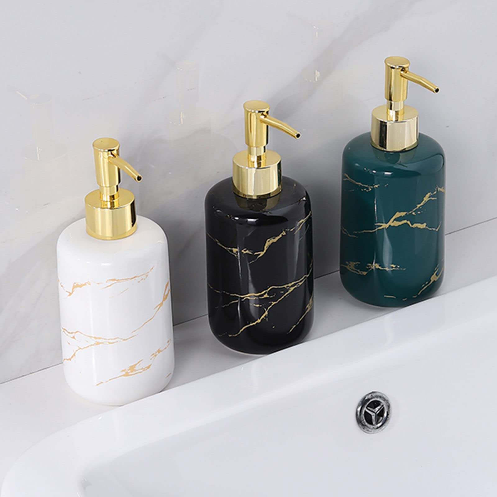 Botella de lavado de manos, dispensador de jabón de vidrio, jabonera rectangular de cerámica y dispensador de loción, baño, cocina, jabonera y dispensador de jabón, negro, jabonera (color: blanco) ( C
