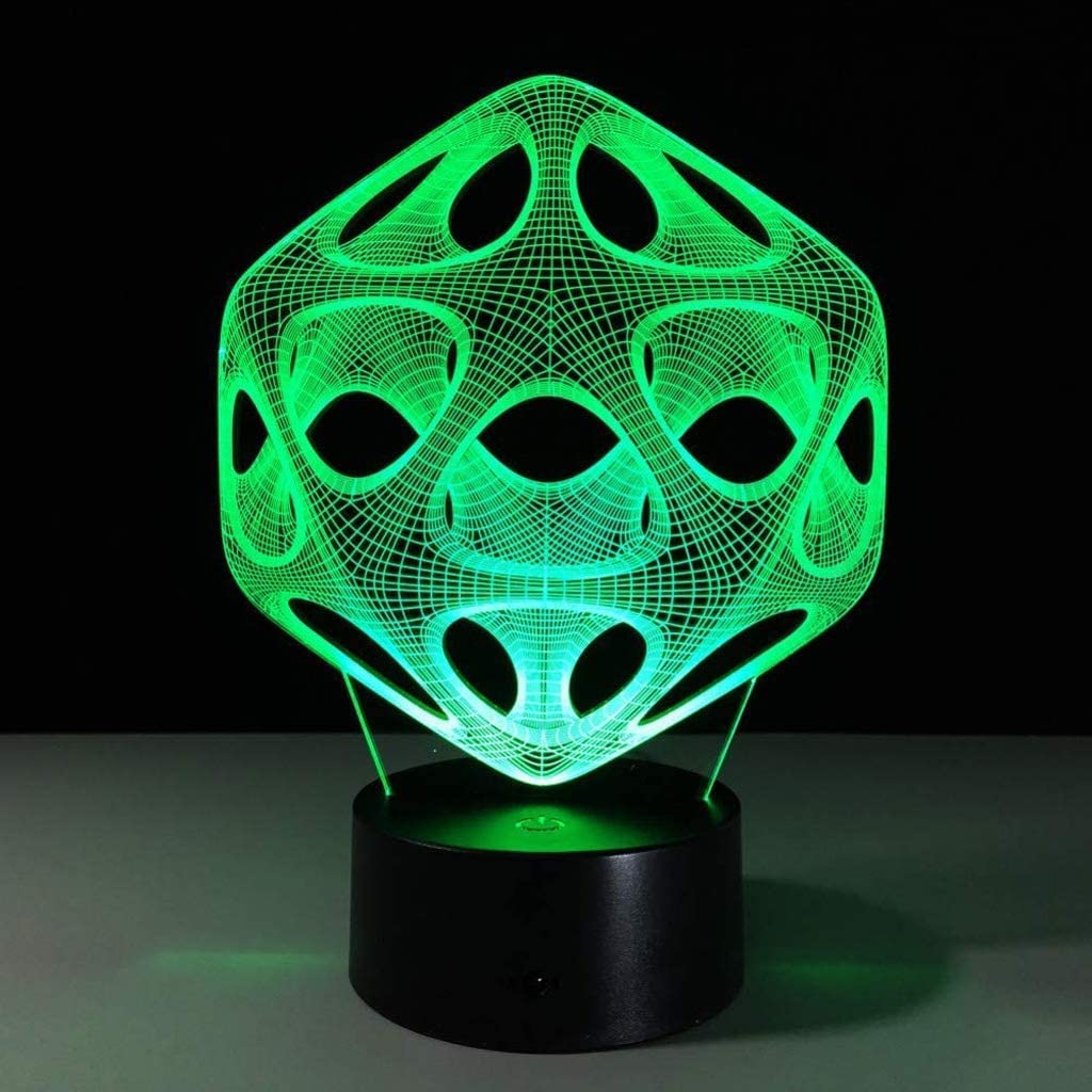 Veilleuse visuelle 3D, 7 couleurs changeantes avec interrupteur tactile, lampe de table
