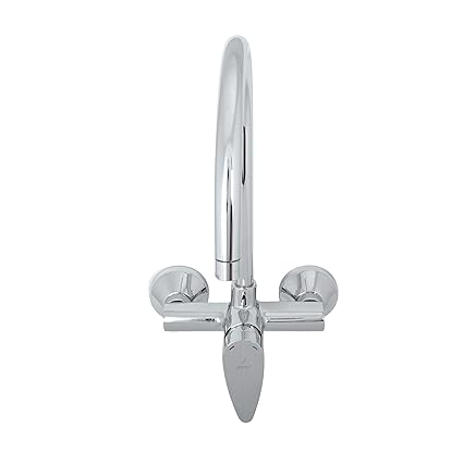 Jaquar Vignette Prime Series Wall Mounted Swinging Spout Basin Mixer (HOT & Cold Mixer) (Chrome) | Center Lever, Brass Body Water Tap/Faucet/Cock for Bathroom/Kitchen Wash Basin | VGP-CHR-81165