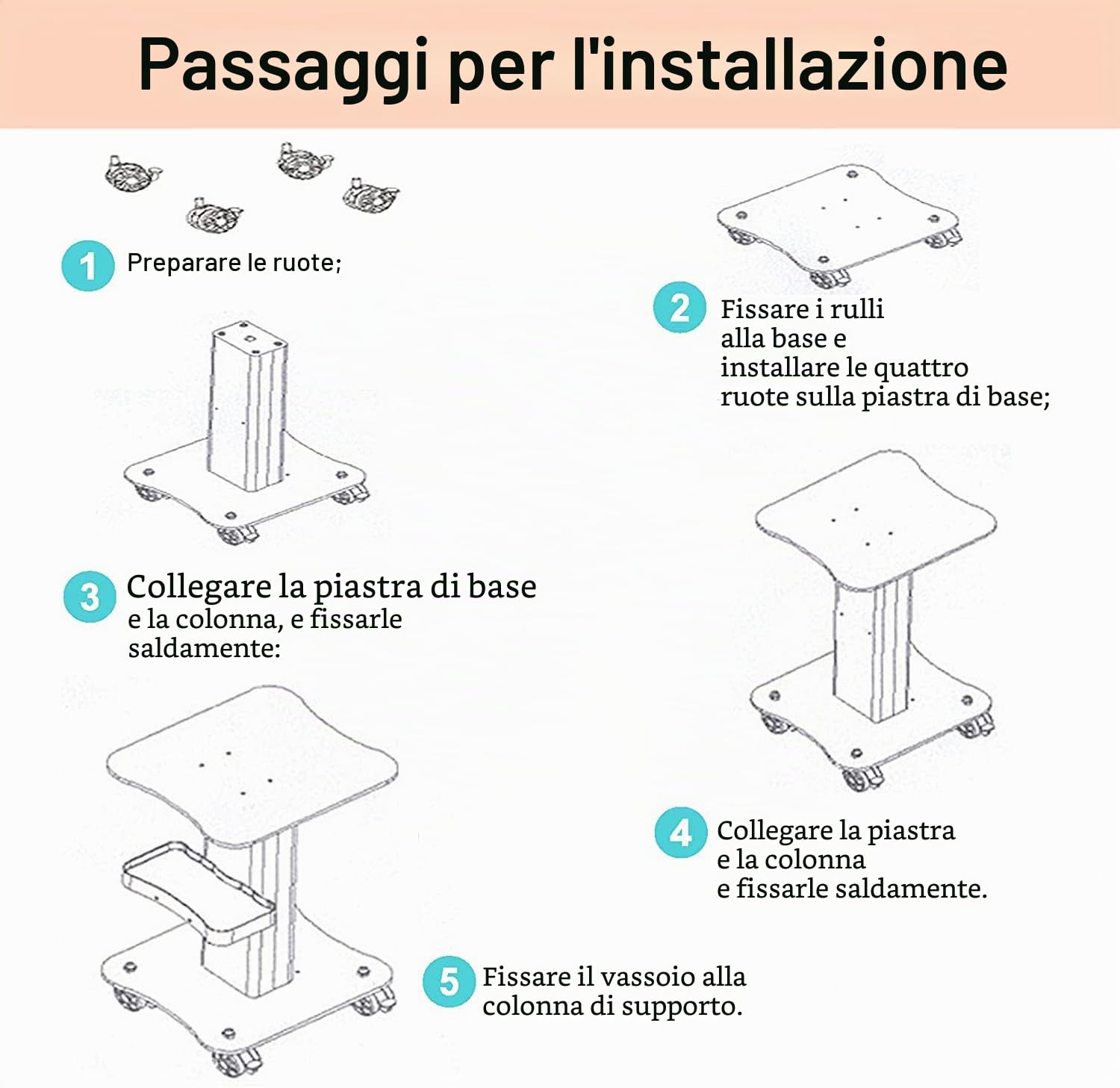 Carrello cosmetico da salone – Trolley portatile Beauty Salon in ABS con vano portaoggetti e ruota del freno – Spa Salon Barbiere Rolling Carrello per strumenti di bellezza e scopi medici