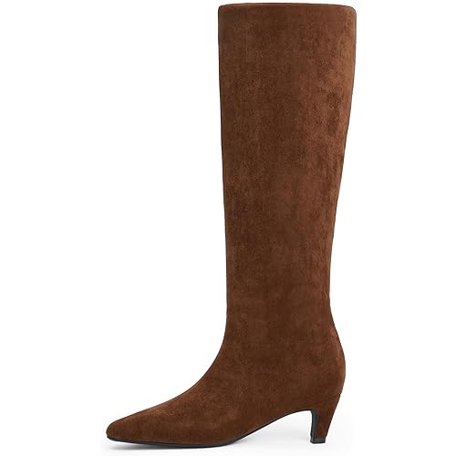 Modatope Knee High Boots Women Square Toe Kitten Heel Tall Boots Womens Fashion Long Boots