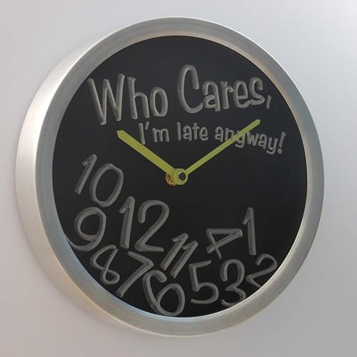 Miniatura 2 de AdvPro nc0465-b Who Care I'm Late Anyway Bar Beer Gift Decor Neon LED Reloj de pared