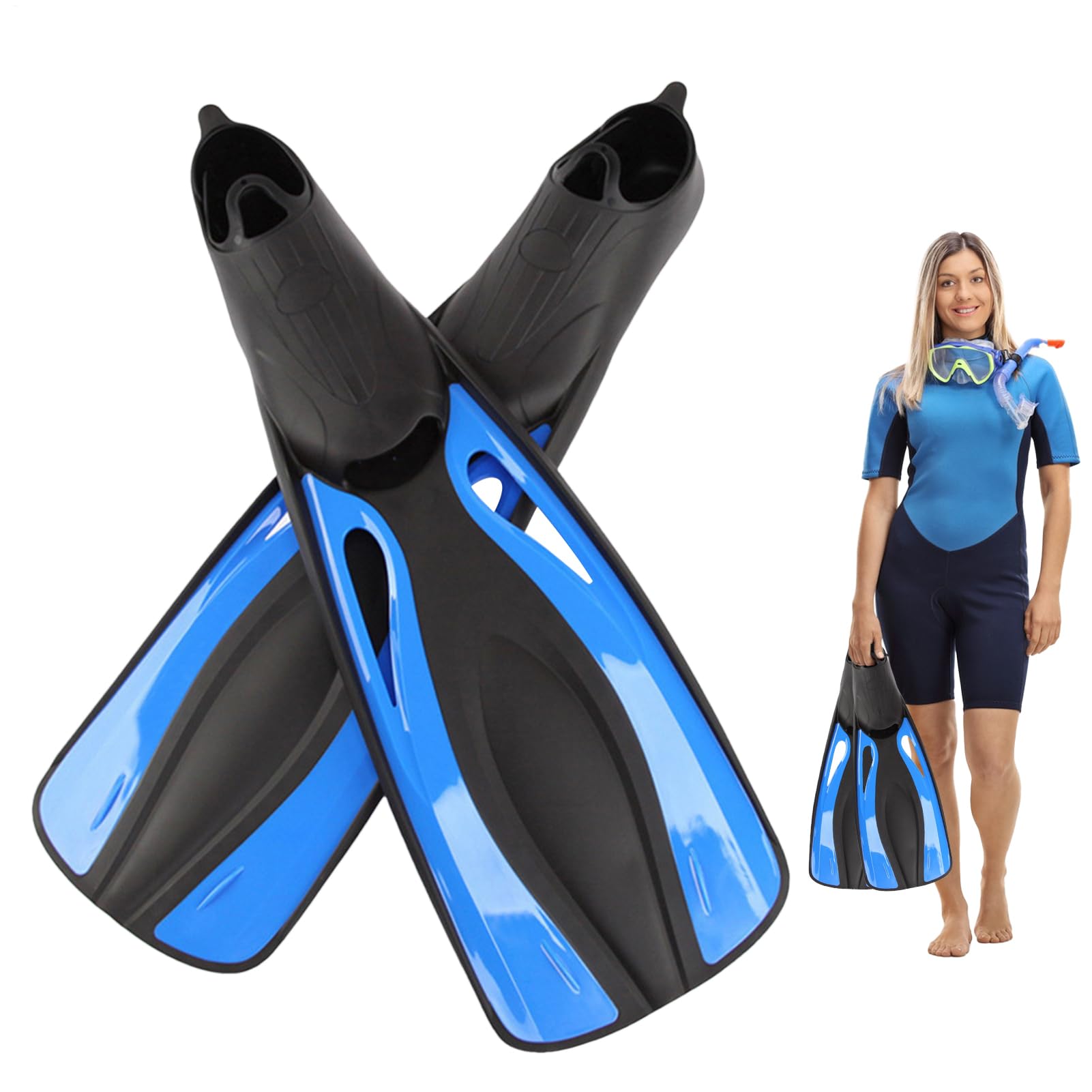 Aletas Snorkel – 21.06 Pulgadas Aletas | PP Natación Buceo – Cómodas Ajustables para Hombres Mujeres Entrenamiento Snorkel Buceo Mejora Flotabilidad Movilidad Eficiencia