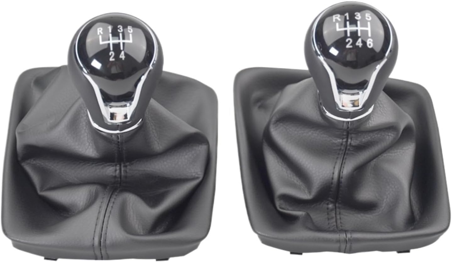 Car Gear Stick Shift Knob Manual Compatible for Seat Leon III 3 MK3 2012 2013 2014 2015 2016 2017 with PU Leather Boot Cover(6 Speed)
