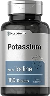 Horbäach Potassium Chloride Supplement | Plus Iodine | 180 Vegetarian Tablets | Non-GMO and Gluten Free