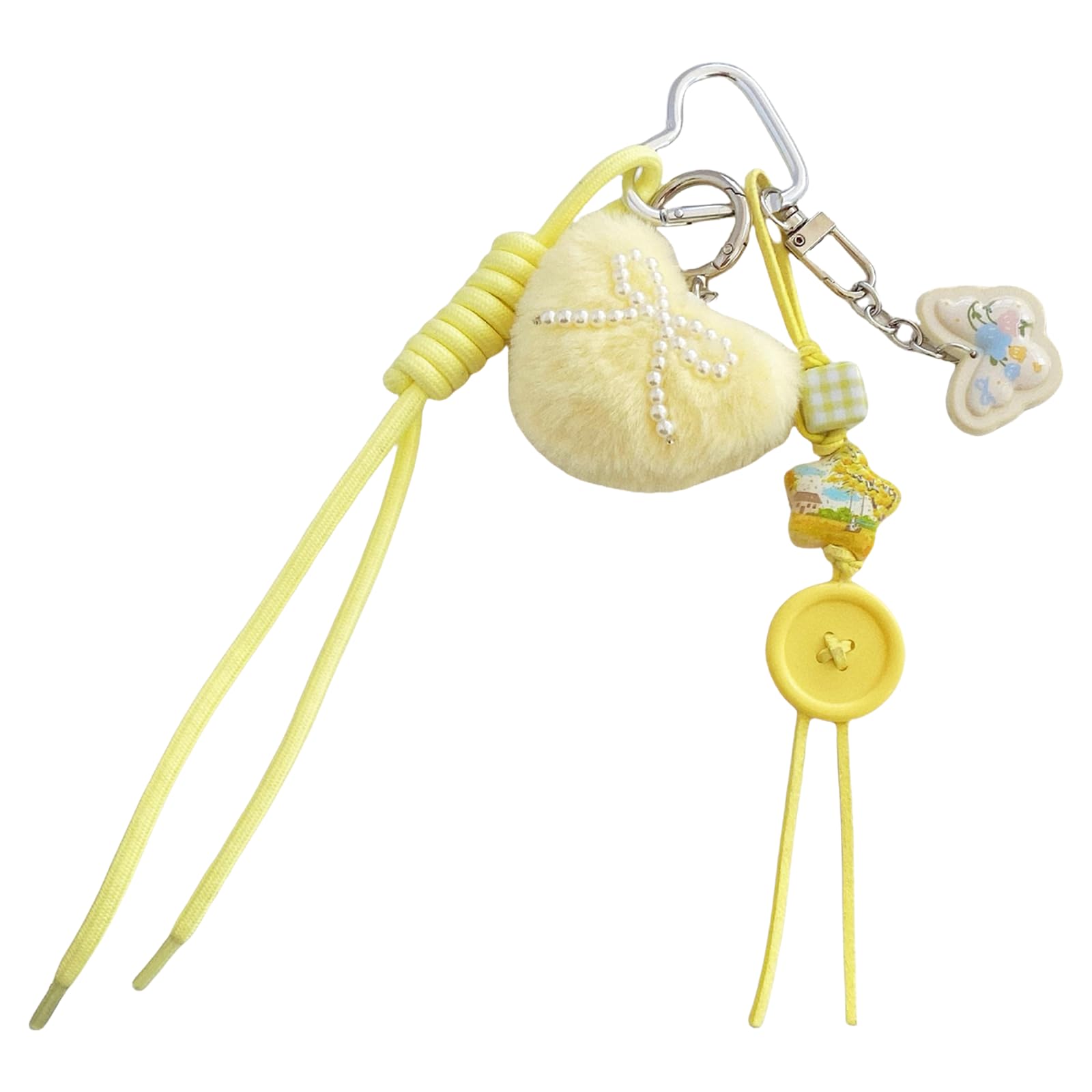 Jazuaiao Heart Shape Keychain Soft Plush Bag Pendant Add Touch to Any Item Car Holder Backpack Charm for Daily Bag Accessory