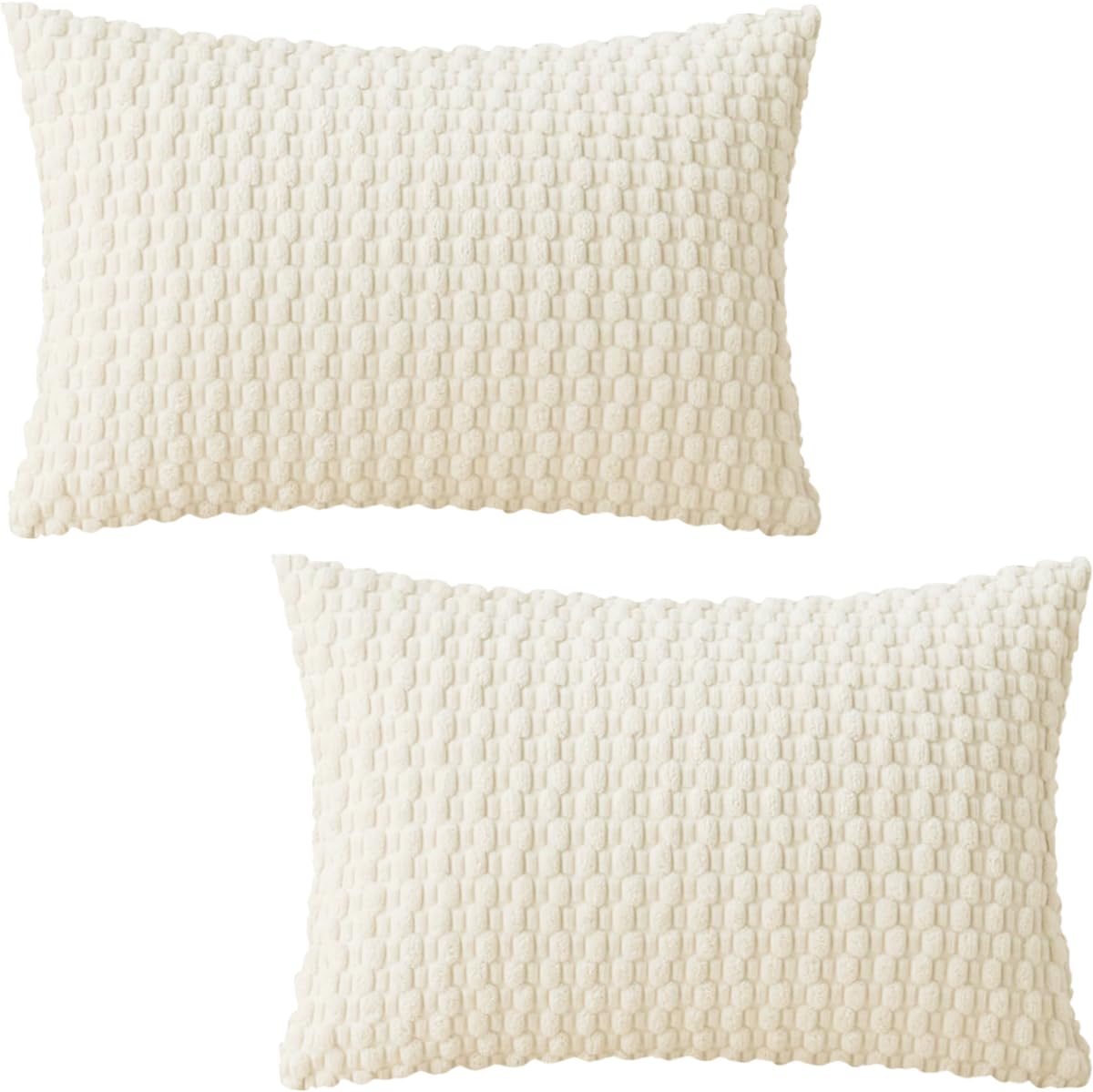 Tennove Cushion Covers 30x50cm Decorative Modern Cream White Pillow Cases Pack of 2 Corduroy Boho Soft Throw Pillow Covers Square Pillowcases for Sofa Living Room Bed Home Decor โ image 1
