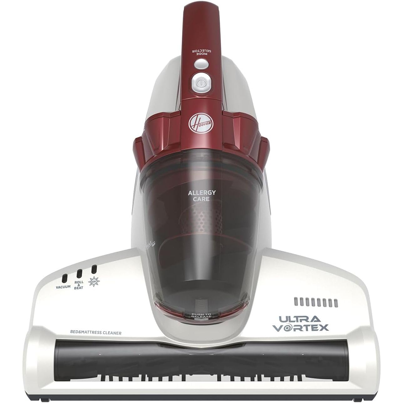 Hoover MBC500UV Ultra Vortex Aspirateur à Main Special Matelas Animaux Allergies, Ultra Puissant 500W, Lampe UV-C antibactérien, Anti-Acariens, Idéal Canapés Coussins Matelas, Blanc nacré Bordeaux