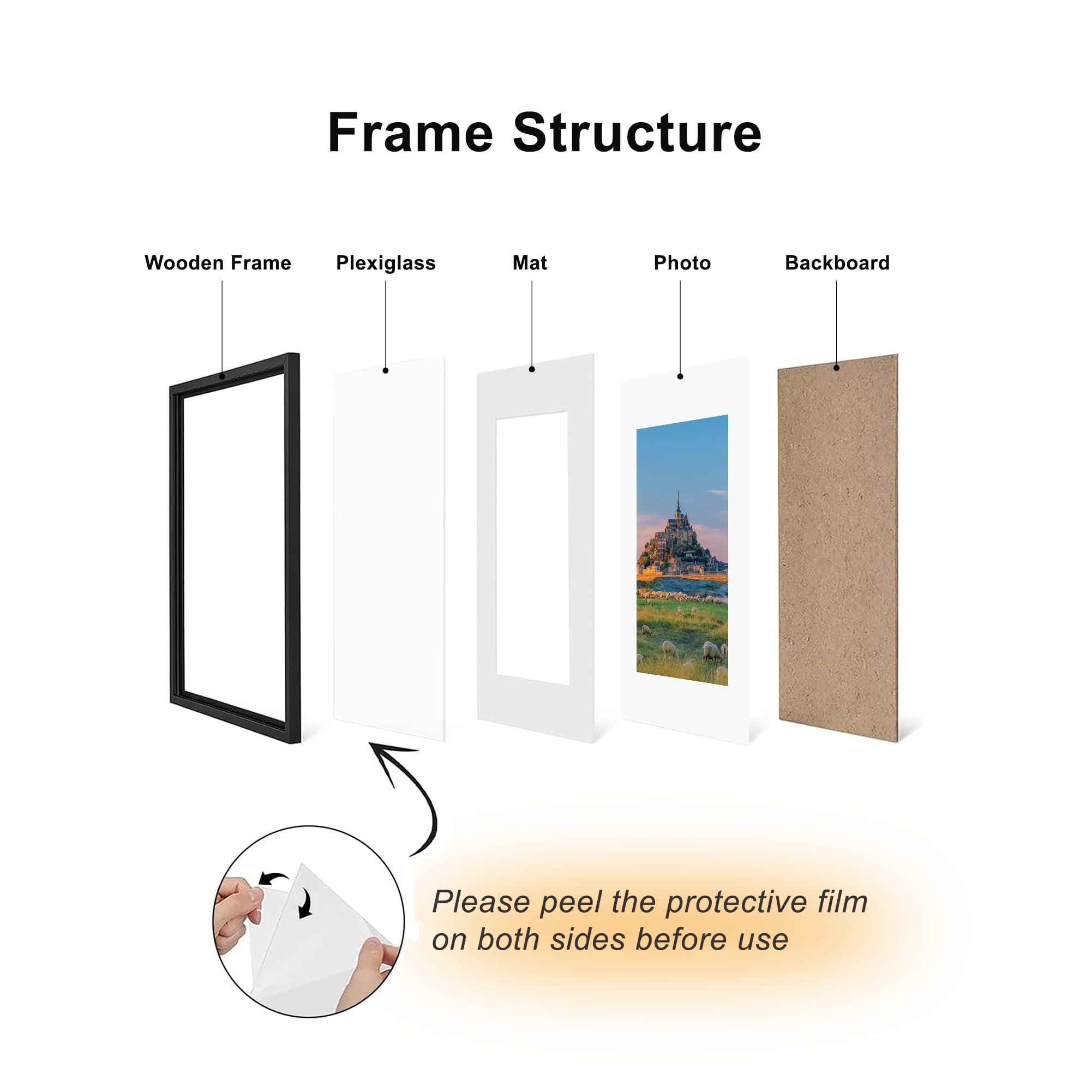A3 Picture Frame set of 2, Black Wooden A3 Photo Frame 42 x 29.7 cm with A4 Mount - Image 4