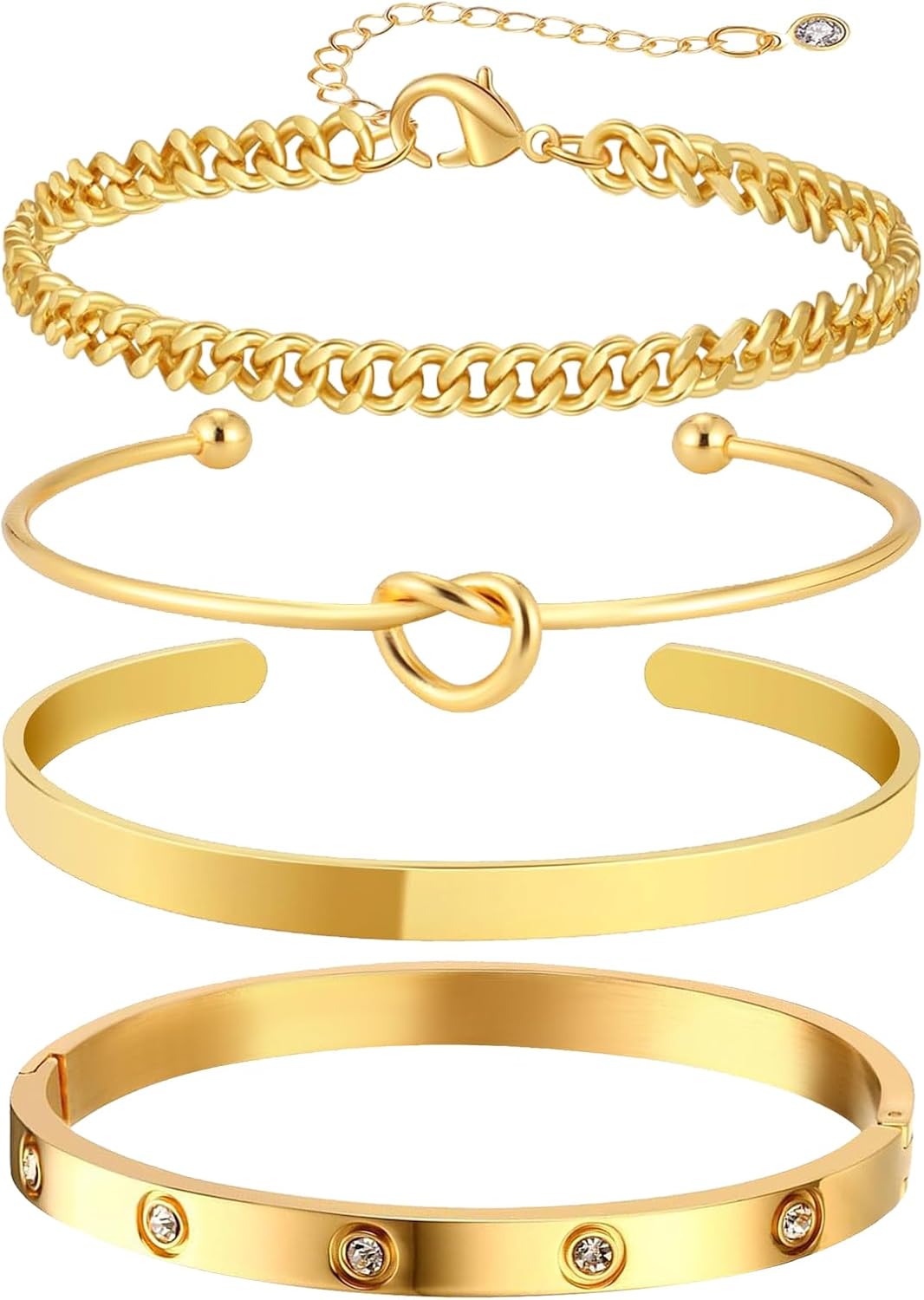 ZLLOO Gold Bracelets for Women Girls 14K Real Gold Plated Link Chain Bracelets for