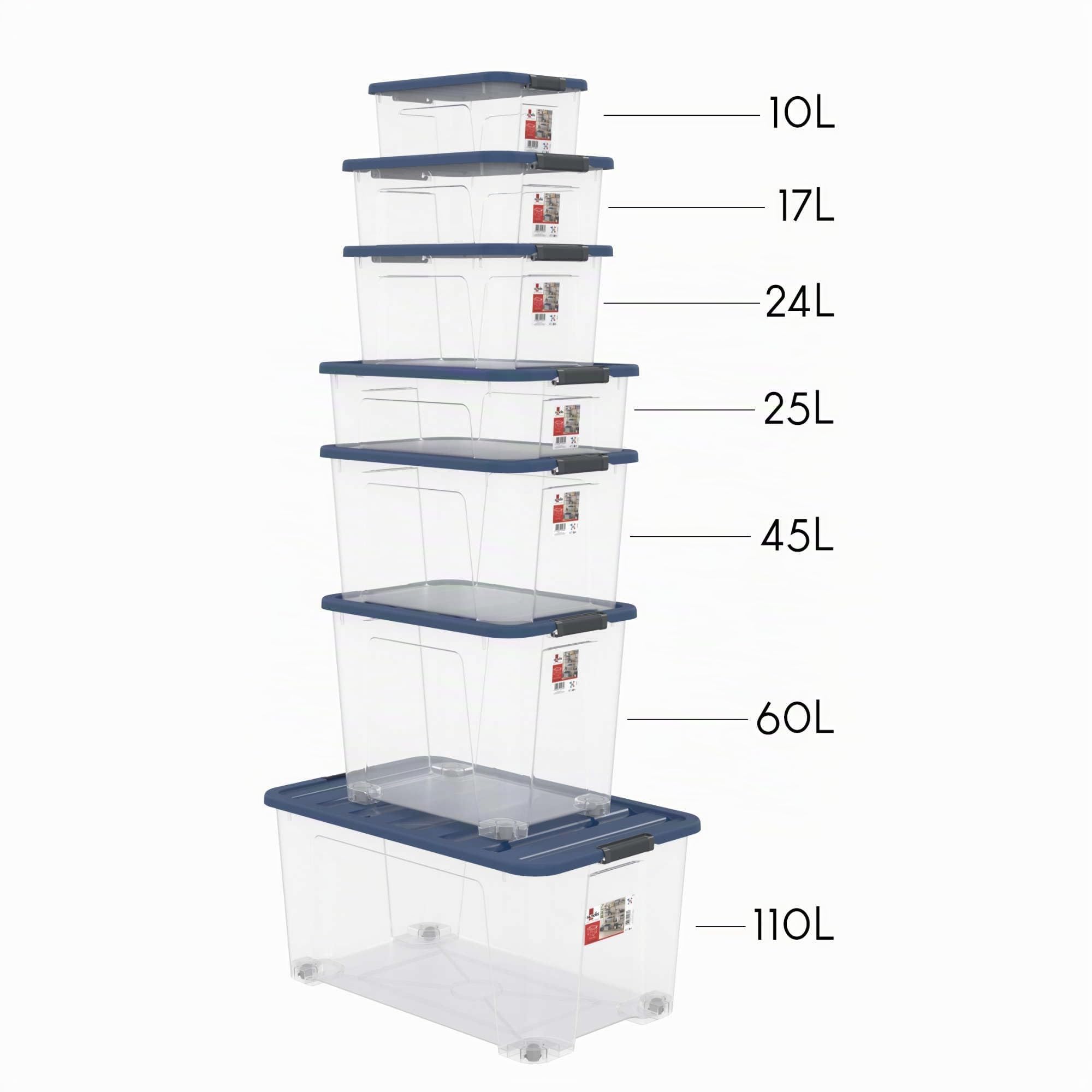 Sundis Wave Box, scatola portaoggetti 110L, con coperchio a clip | Con ruote, impilabile, plastica trasparente, ideale per riporre la camera da letto, i giocattoli, l'ufficio, la soffitta