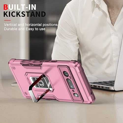 Miniatura 10 de Asuwish Funda de teléfono para Google Pixel 6 Pro con protector de pantalla de vidrio templado y soporte de anillo rígido híbrido resistente,