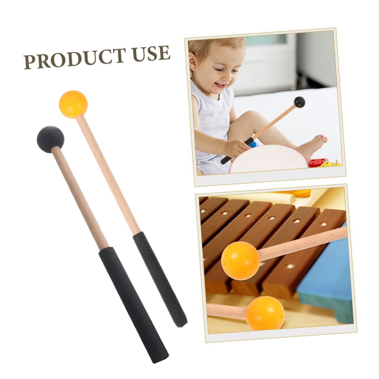 Toyvian 8paare Titel Holzmallets Für Tongue Drum Und Marimba Robuste Percussion-instrumente Mit Langlebigem Kopf Für Musikschüler