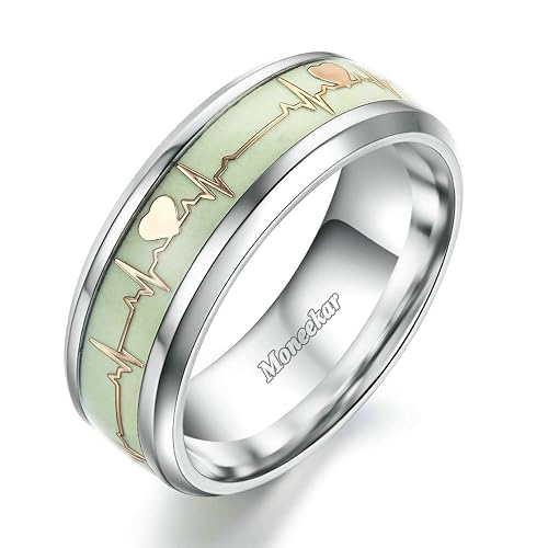 Moneekar Jewels Glow in the Dark Stainless Steel Rings for Men and Women