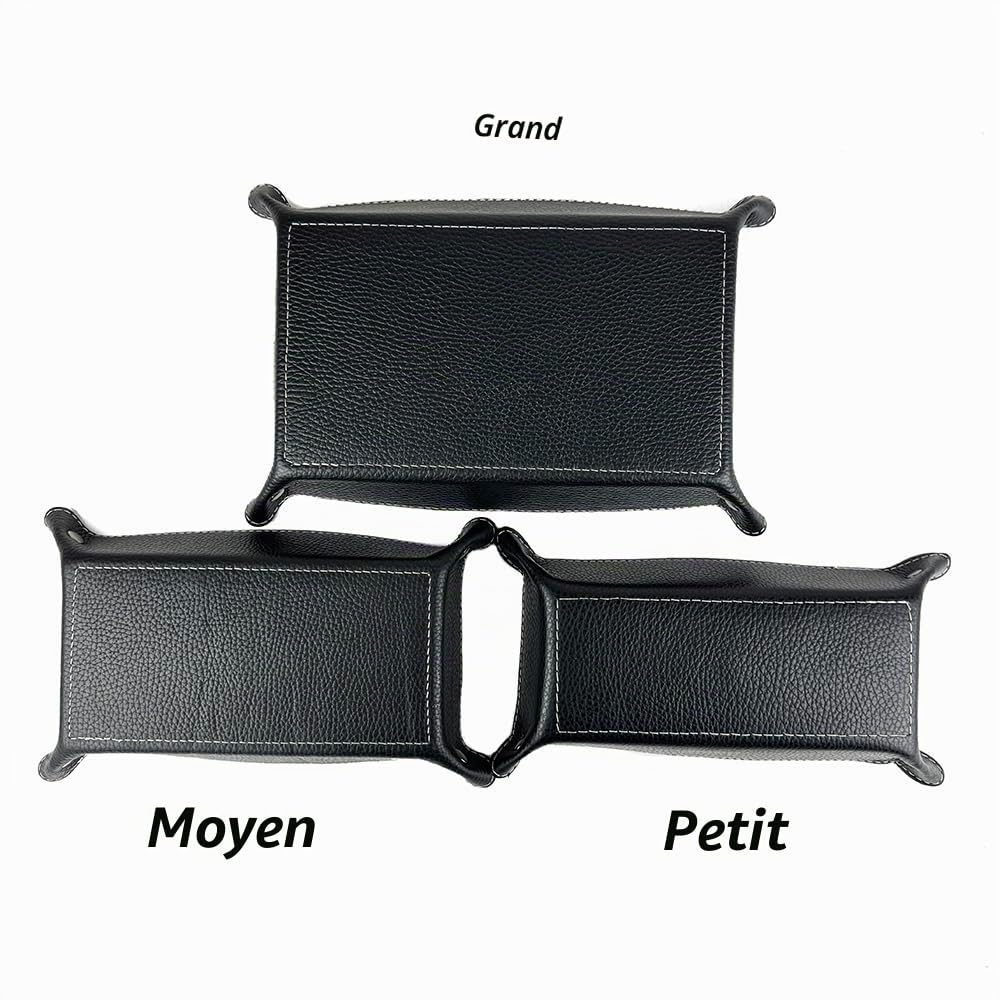 FrasiBags Vide Poche en Cuir Véritable - Vide Poche Entree - Plateau de Rangement Rectangulaire Pratique pour Montres, Clés, Pièces de Monnaie et équipement de Bureau, Moyenne (Moutarde/Marron)