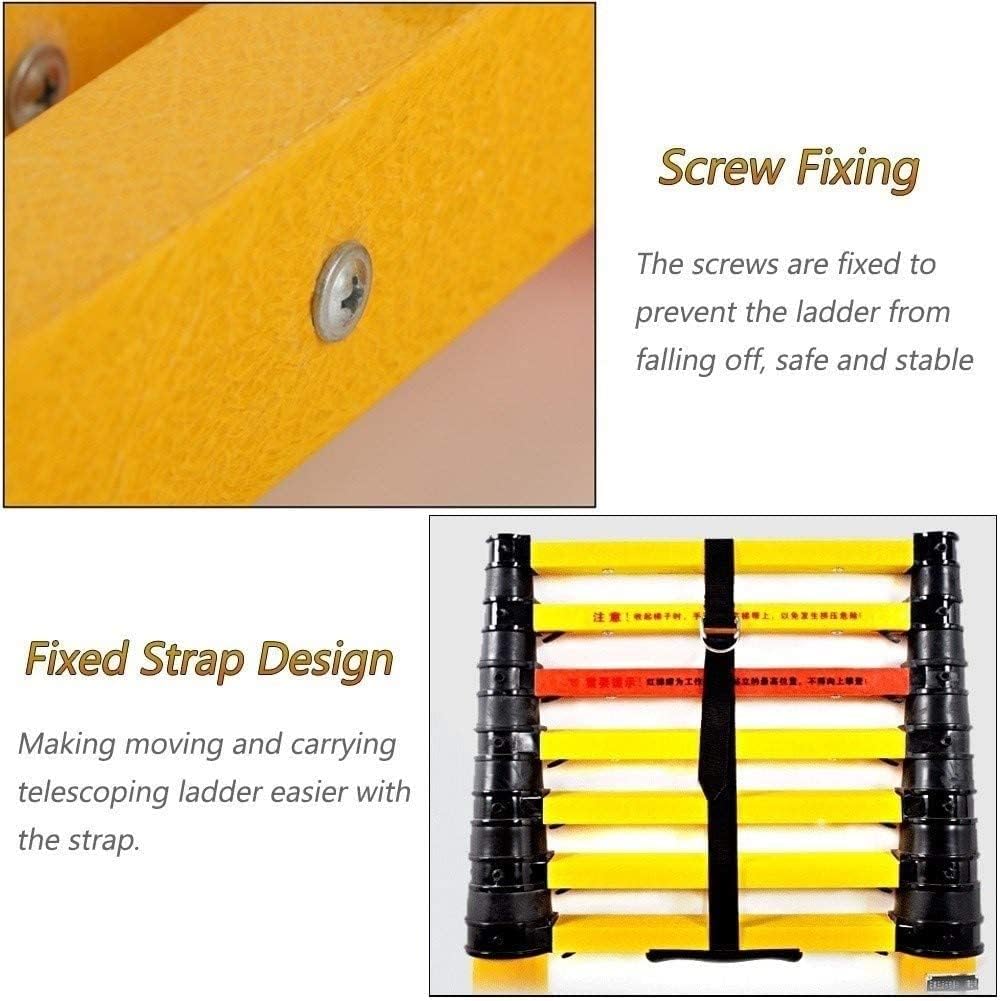 OKUOKA Fiberglass Non Conductive Telescoping Ladder for Electrical Work & Home Attic? - 8.5Ft/10.5Ft/12.5Ft/15.5Ft Extension Telescopic Ladders (Size : 2m/6.5ft)