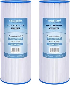 Finest-Filters 2 x Hot Tub Spa Water Filter Cartridge Replacement Compatible With Pleatco PRB50IN, Unicel C4950, Darlly SC706, 40506 & Filbur FC2390 Hot Tub Water Filters