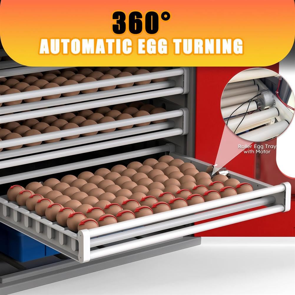 Incubadora digital automática de huevos, capacidad de 400 huevos con control de temperatura y rodillo de giro de 360° para incubar pollo, pato, ganso, codorniz
