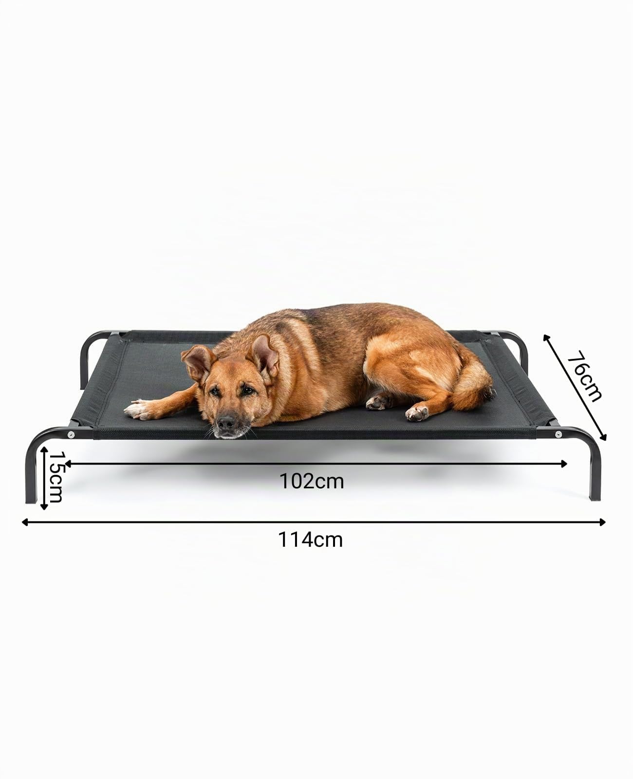 lionto Lettino rialzato per Cani Ideale per Giardino e Outdoor, (L) 114x76 cm Nero