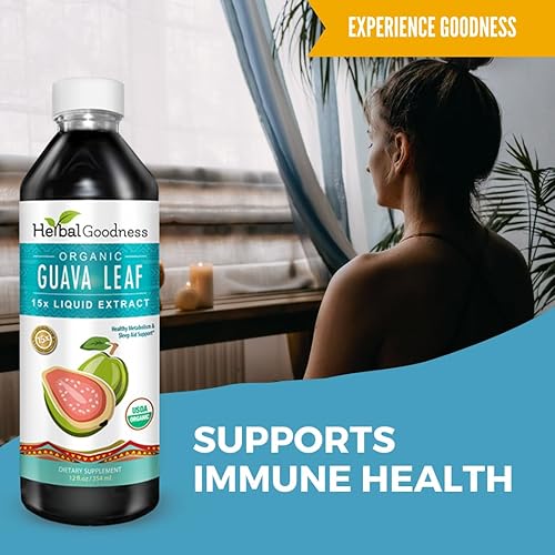 Miniatura 6 de Extracto de hoja de guayaba líquido de 12 onzas  Hojas de guayaba orgánicas  Hojas de guayaba orgánica, suplemento de guayaba apoya la digestión, la