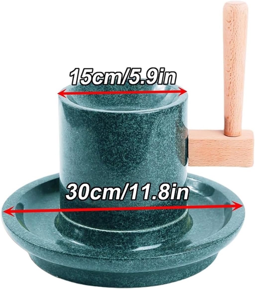 Vintage Small Stone Mill,Household Stone Mill, Matcha Tea Powder Grinder with Wooden Frame,for Grinding Wet and Dry Grains(Large)