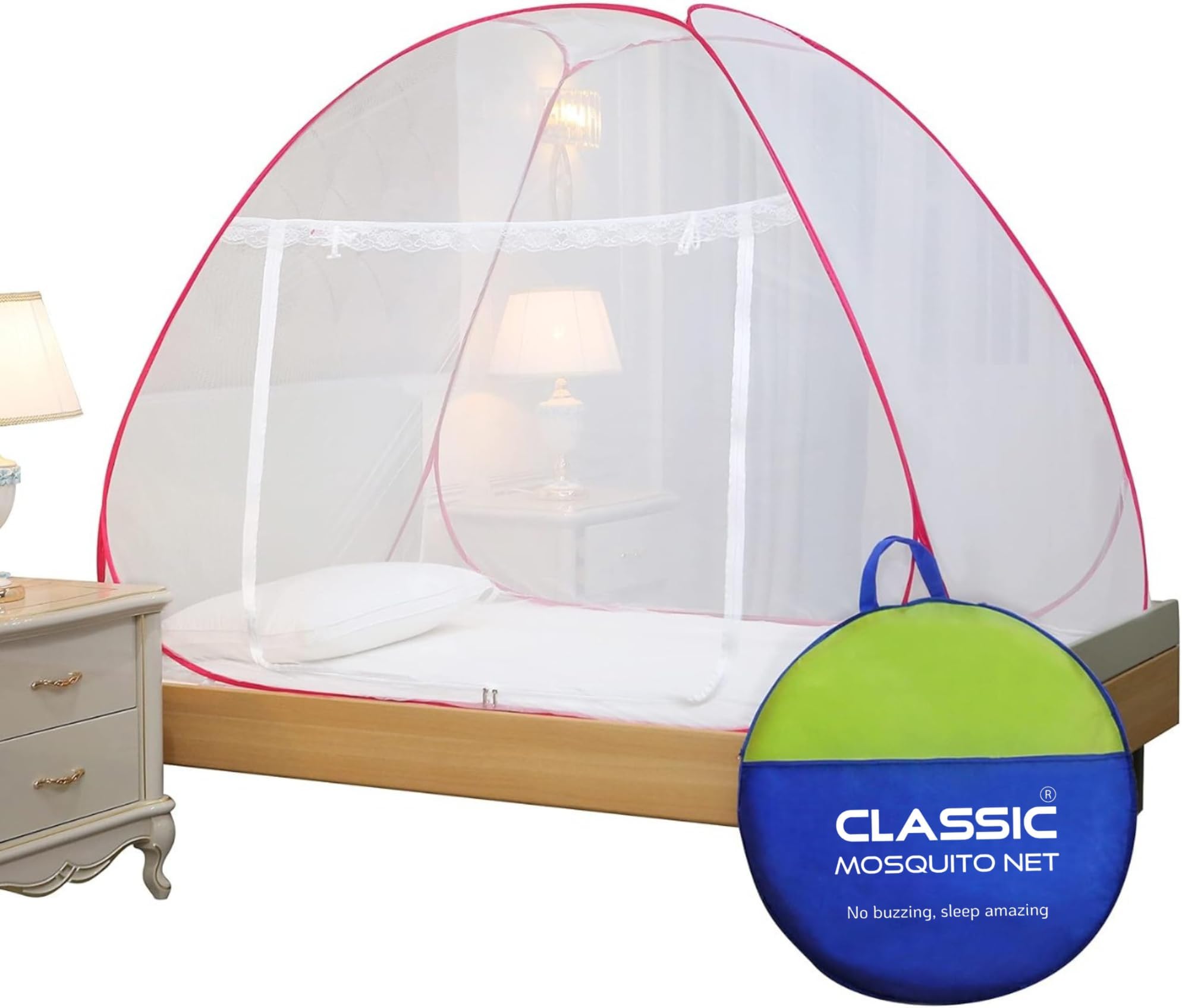 FARMER KING MAT Striped Blue Foldable Mosquito Net Flexible for Single