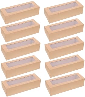 TIDTALEO 10pcs Clear Window Macaron Pvc Boxes Food-grade Kraft Paper Cookie Containers for Desserts Safe Packaging for Parties Weddings and Events