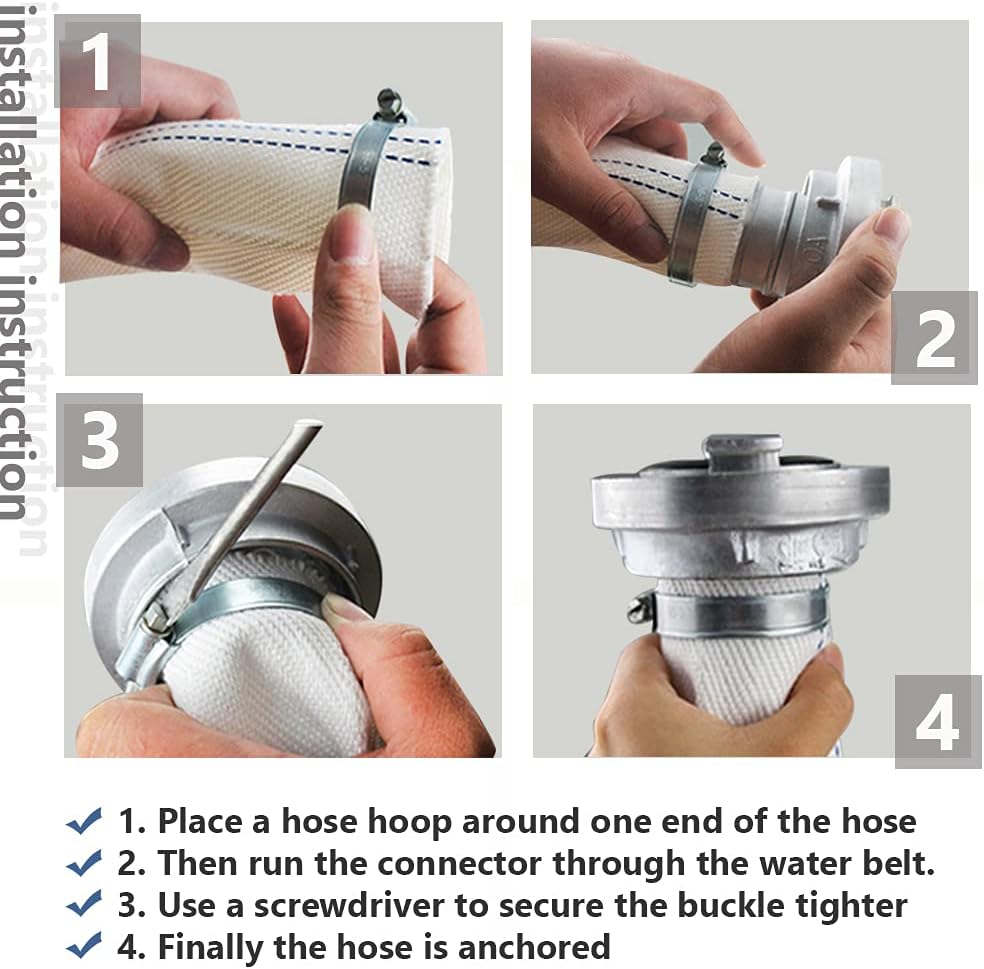 1インチ x 55.77フィート スイミングプール 逆洗ホース PVC レイフラット ガーデンホース 給水 調節可能なクランプ付き