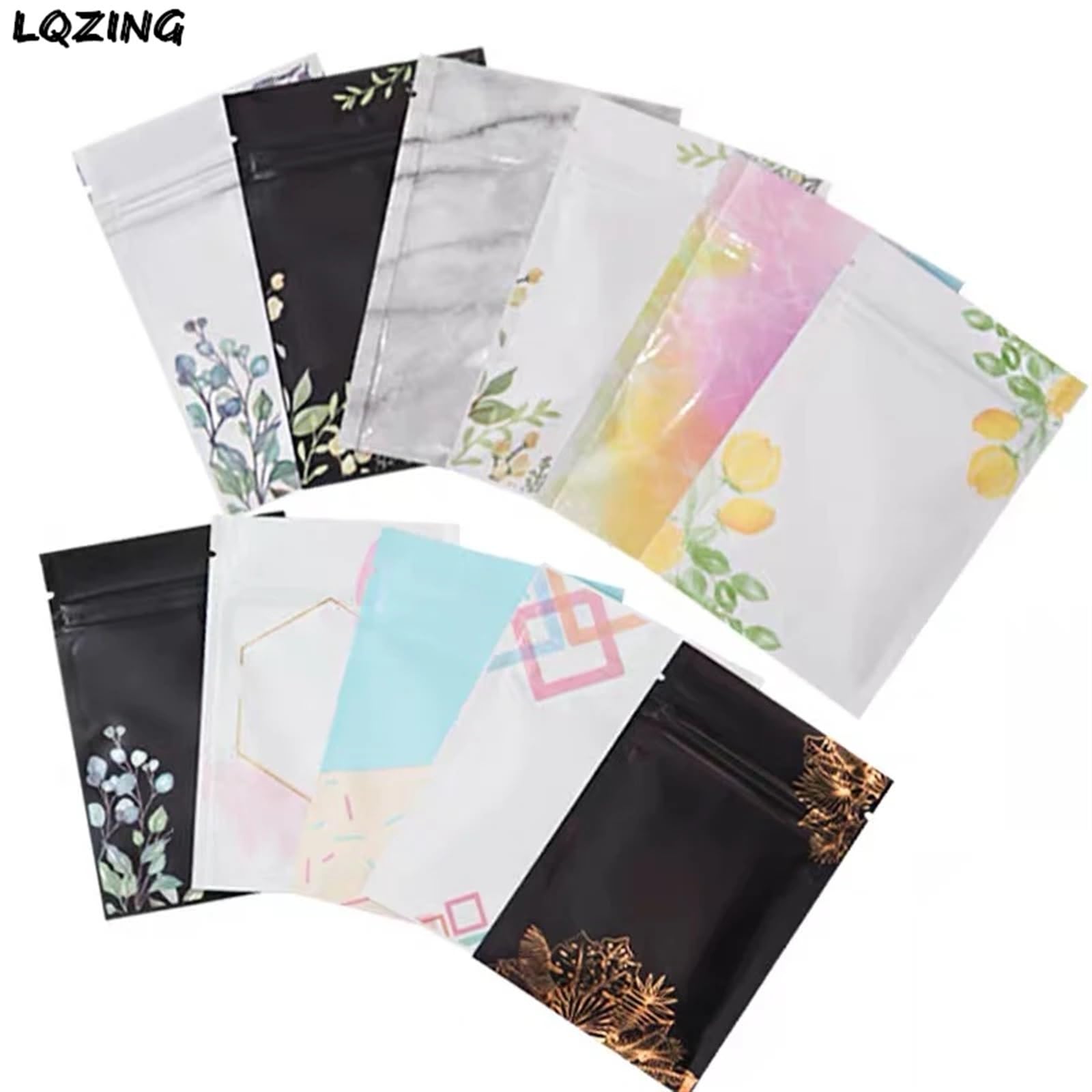 bolsas con cierre hermético, Paquete de 20 bolsas planas aluminio multicolor for empaquetar joyería, dulces y té(Black)