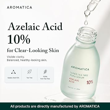 AROMATICA Azelaic Acid 10% Serum 1.01 fl oz | Blemish & Redness Soothing Facial Serum, PDRN Serum, Tea Tree Complex, for Sensitive & Blemish-Prone Skin, Korean Skincare