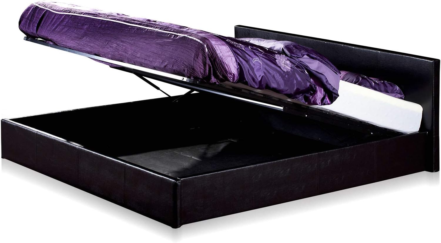 Luna Ottoman Bed Frame | Black | 160x200 | 800Liter Storage Space | Detachable Headboard