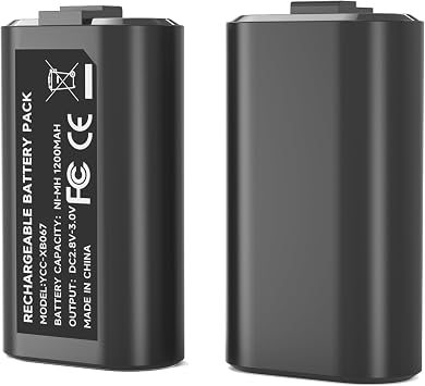 2-Pack Rechargeable Battery Pack for Xbox One/Series X/S & Xb One X/S/Elite Series Controllers, 4440mWh 1200mAh Long-Lasting Power Overcharge/Short-Circuit Protection
