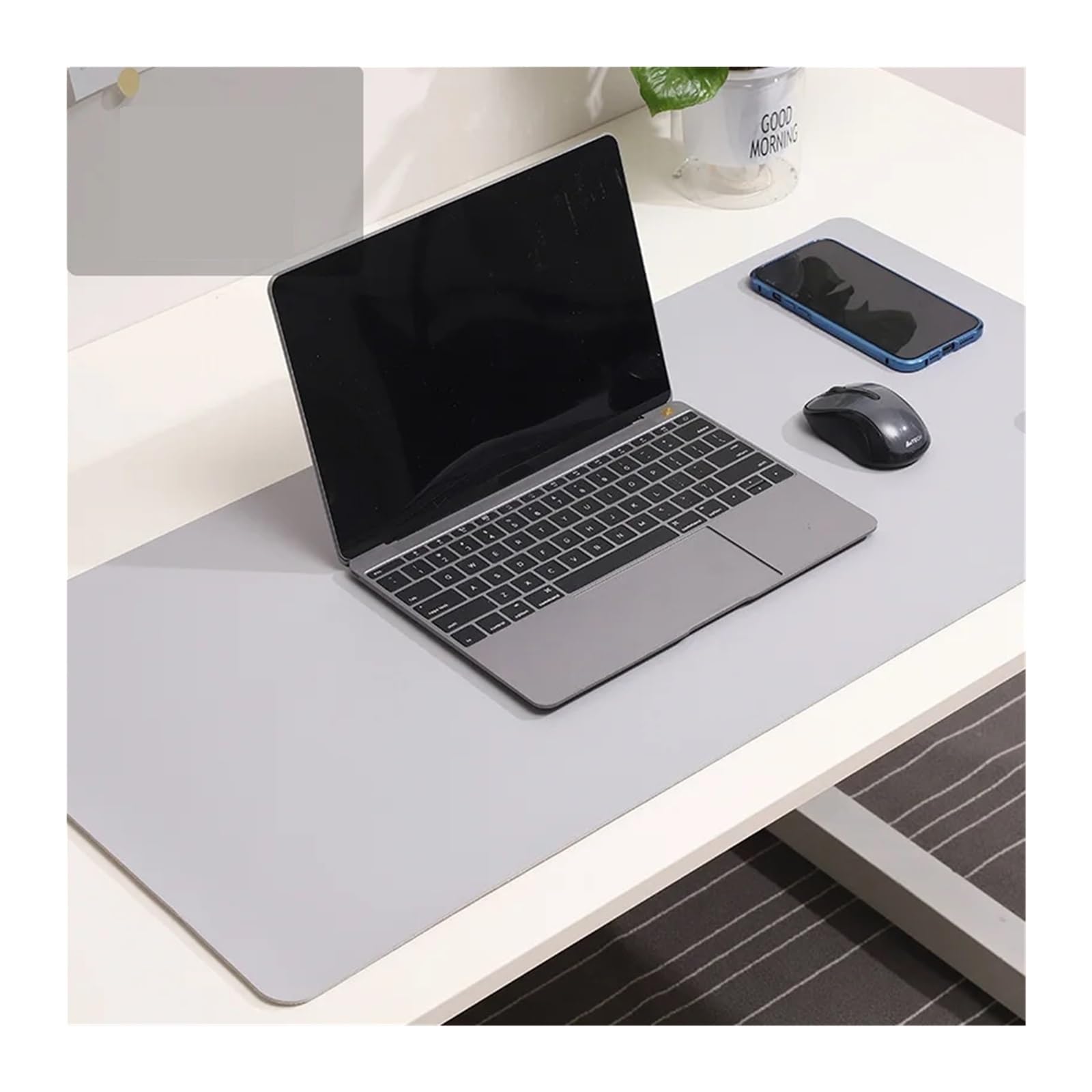 Schreibtischunterlagen Mauspad, tragbares, groß, for Spiele, wasserdicht, rutschfest, PU-Leder, Schreibtischunterlage for Computertastatur FüRs BüRo(Light grey,80 X 40 CM)