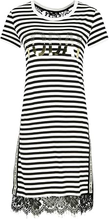 Liu Jo - Vestido a rayas con encaje TA0163 blanco / negro L : Amazon.es:  Ropa