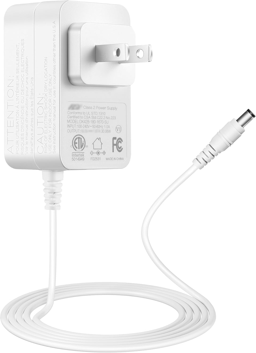 Tonton 30W Power Adapter for Echo Show 8/10/15/21, Echo (3rd & 4th Gen), Echo Show (2nd Gen), Echo Plus (2nd Gen) – 6FT AC Charger Power Cord, White