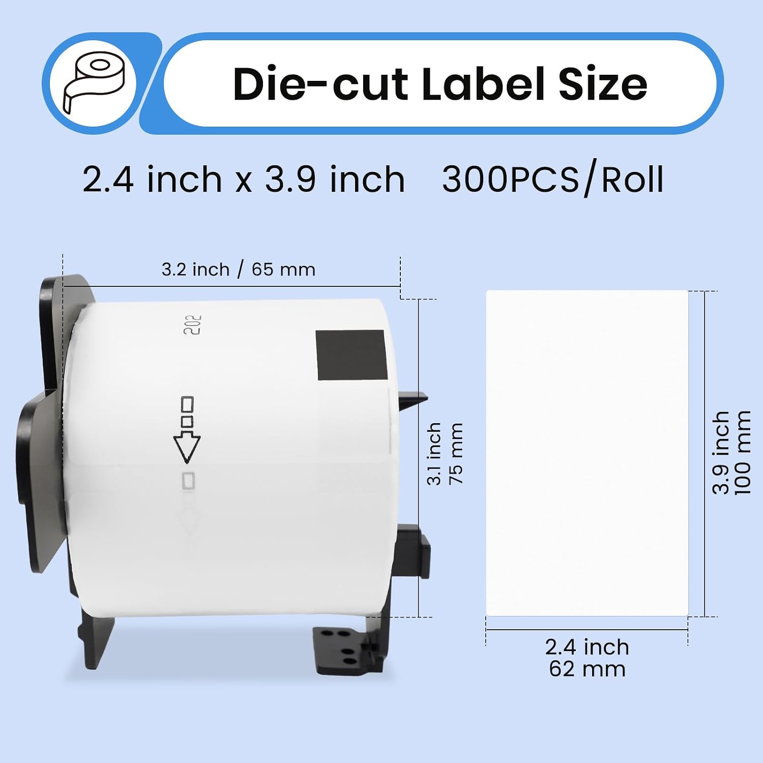 1 Roll 300 Die-Cut Thermal Shipping Labels Compatible with Brother DK-1202 image 3