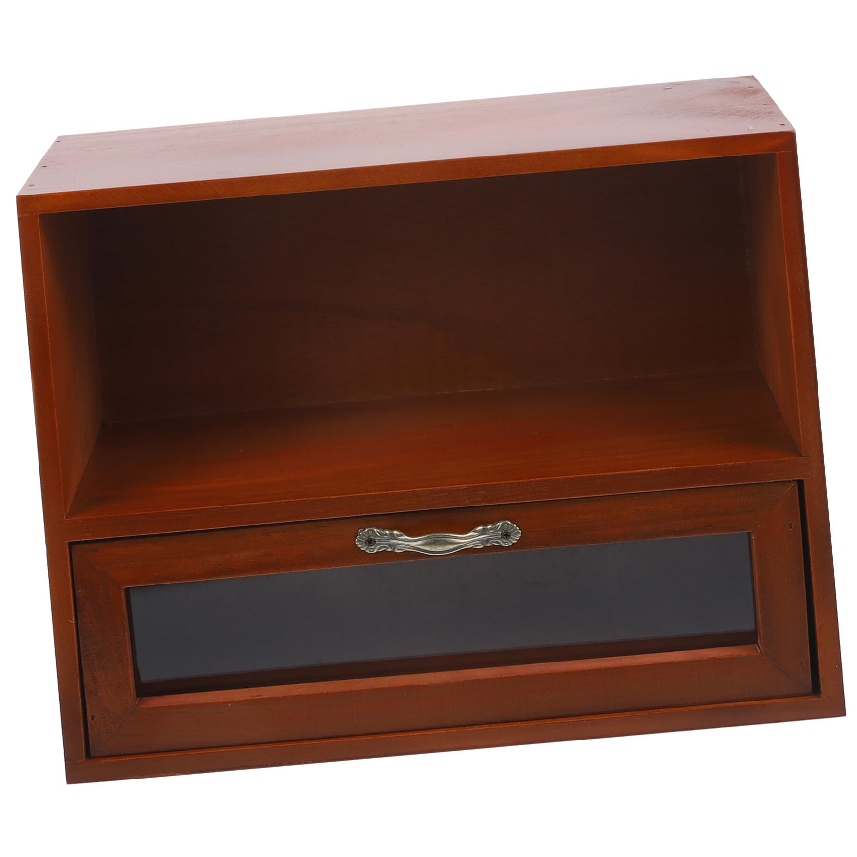 Mikikit Organizer Da Scrivania in Legno Massello Con Mini Cassettiera Divisori Interni Porta Trucchi e Gioielli Multifunzione Design Compatto e Robusto Per Ufficio e Casa